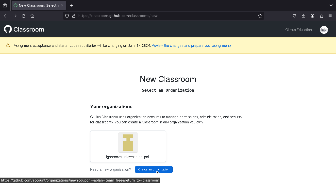 GitHub Classroom home